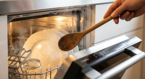 scopri il trucco insolito ma efficace di inserire un cucchiaio di legno nella lavastoviglie a ogni ciclo per migliorare la pulizia e proteggere le stoviglie. leggi di più!