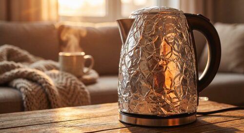 scopri 3 trucchi scientifici per riscaldare la tua casa nell'inverno 2025 senza aumentare la bolletta, utilizzando carta stagnola e bollitore per guadagnare diversi gradi di calore.